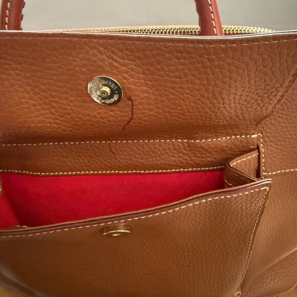 Dooney & Bourke Brown & Tan Pebble Grain Leather Aubrey Dome Satchel Hand Bag - Picture 13 of 16